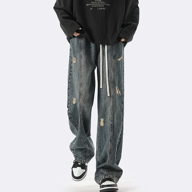 [XGY Series]★Trousers★ 2color Denim Pants Bottoms Unisex Men's Easy to Match Blue Black