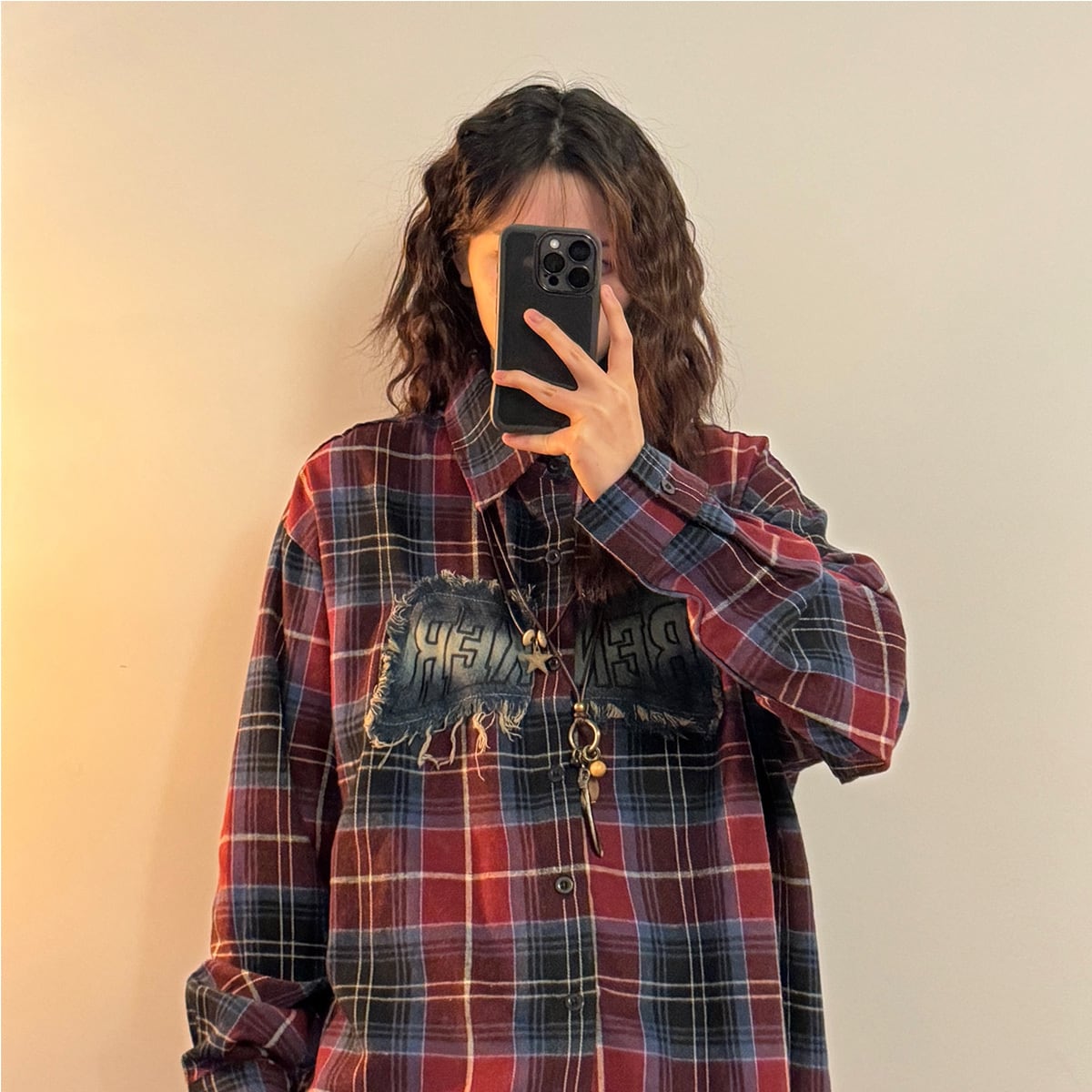 ✿New item! [UATONLINE Series]★Shirt★ 2color Long Sleeve Shirt Tops Unisex Men's Plaid Pattern Red Yellow