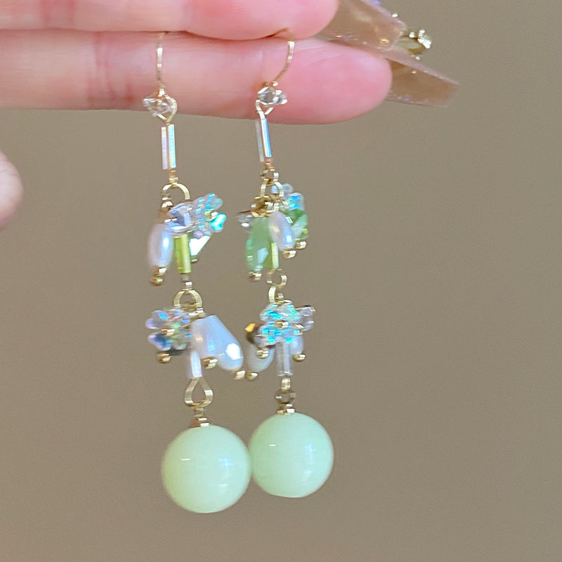 [TIAOWU Series] Earrings, Pierced Earrings, Accessories, Women's, Date, Improve Your Look, Green