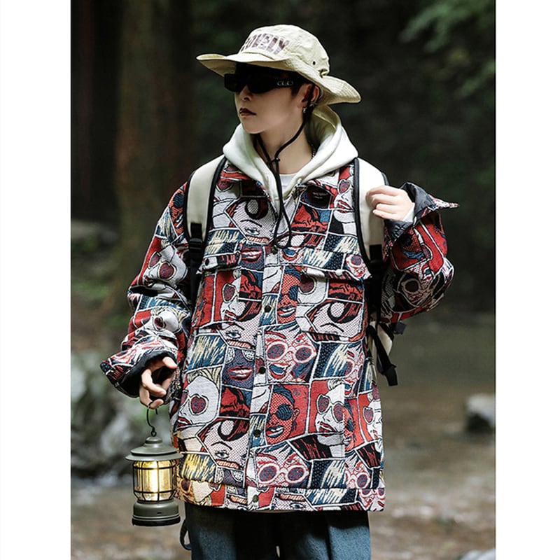 [OULANGSEN Series] ★Jacket★ Outerwear Unisex Men's Large Size Human Pattern Casual