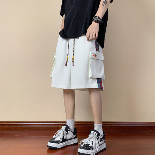 [XIHA Series] ★Shorts★ 3 colors Bottoms Shorts Unisex Men's Switching Black Beige Green