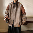 [YHX Series]★Jacket★ 3color Outer PU Switching Unisex Men's Large Size Black Gray Coffee Color