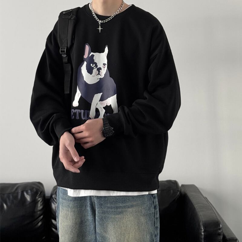 [V37 Series] ★Tops★ 3color Sweatshirt Unisex Men's Cat Cat Dog Cartoon Animal Pattern