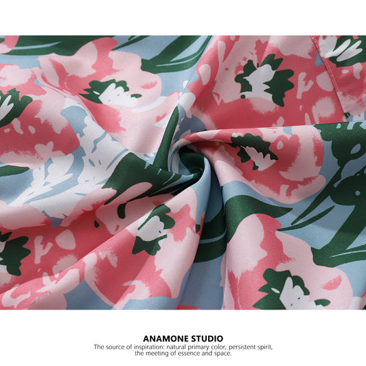 [ANAMONE STUDIO Series] ★Floral shirt★ Tops Short sleeve shirt SML Short length Women's Summer clothes Cool Aloha shirt