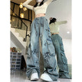 Load image into Gallery viewer, [Rosepoem Series] ★Denim pants★ Trousers Bottoms Casual Unisex Graffiti Blue
