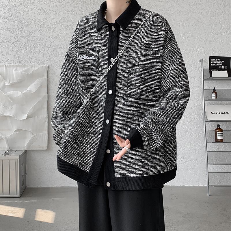 [V37 Series]★Jacket★ 2color outerwear men's large size shirt outerwear color scheme casual