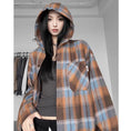 Load image into Gallery viewer, [CHAOMEICHEN Series] ★Outer★ 2color Shirt Outer Hood Plaid Pattern Unisex Men's Brown Blue
