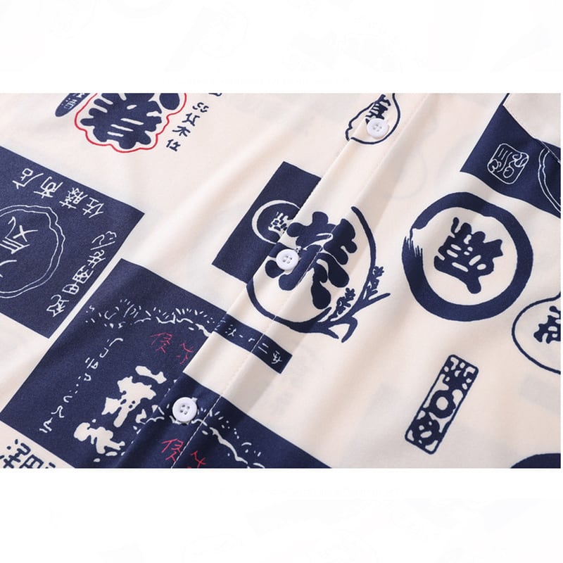 [JINKESEN Series]★China style shirt★ Tops, long sleeve shirt, unisex, men's print, letter pattern, ink pattern