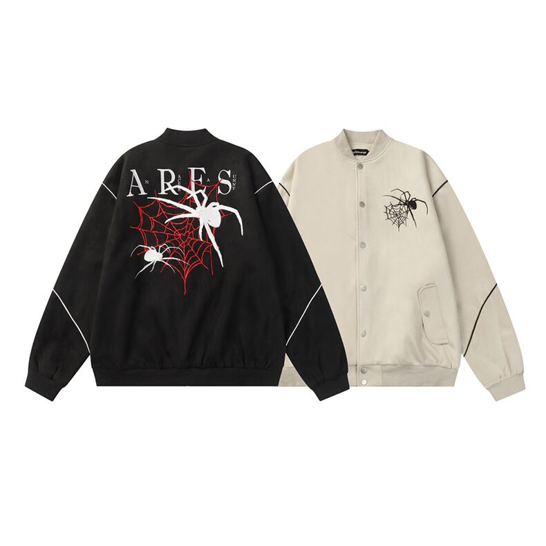 [CEDY Series]★Jacket★ 2color Outerwear Stadium Jacket Unisex Men's Spider Cool Black Apricot