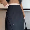 Load image into Gallery viewer, [Rin Le Series] ★Chinese style skirt★ Pants Chinese button Chinese clothing Black Black slimming women's
