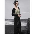 Load image into Gallery viewer, [Big Blue Dragon Series] ★China style dress★ Fake layered letter pattern slimming change black black
