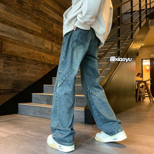 [TUOFEI Series]★Denim Pants★ 2color Bottoms Pants Unisex Men's Large Size Blue Black Simple