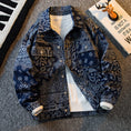 Load image into Gallery viewer, [HPCP Series] ★Jacket★ 2color outerwear unisex men's ethnic style black blue paisley pattern
