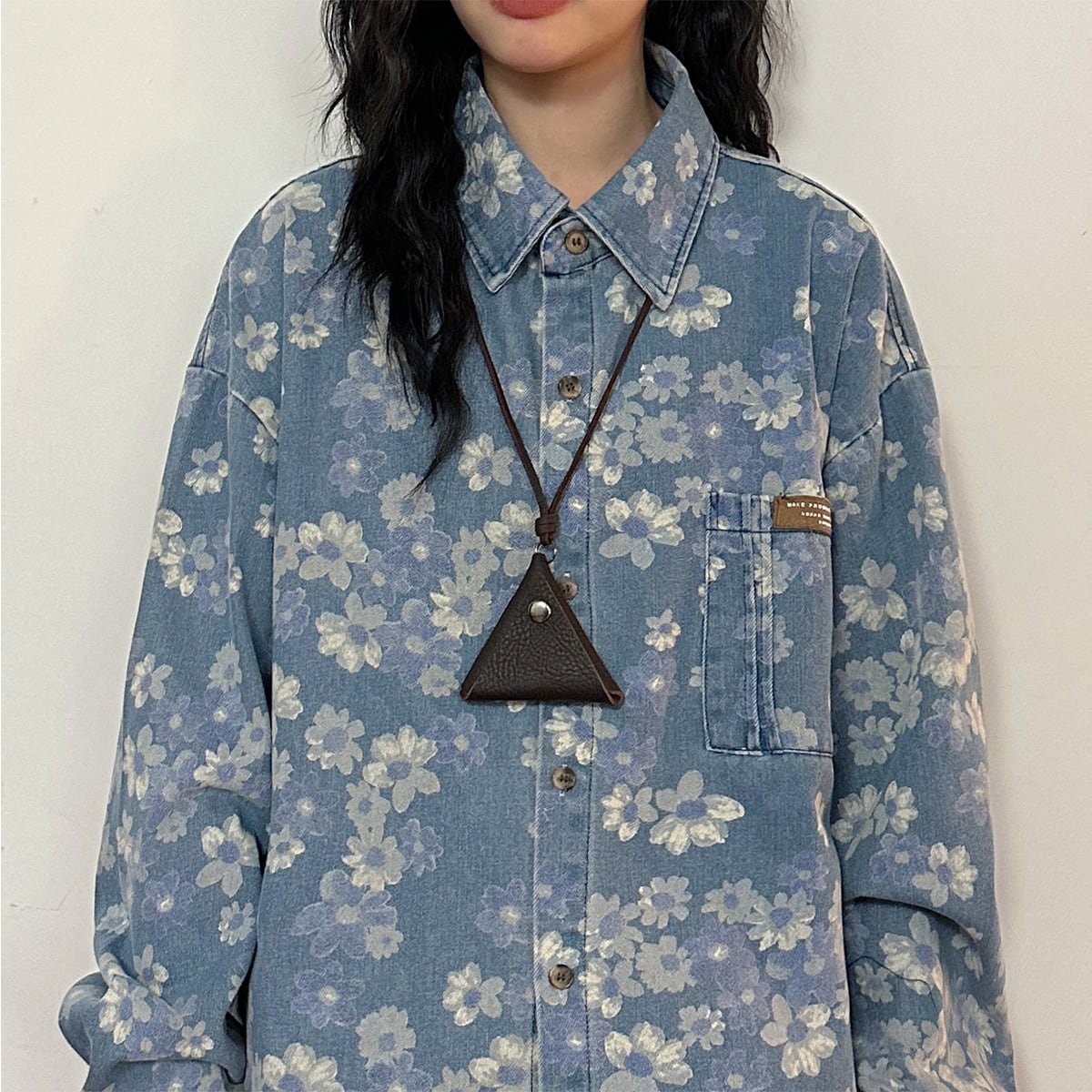 ✿New item! [UATONLINE Series]★Shirt★ Floral pattern shirt, long sleeve shirt, tops, unisex, men's blue, blue