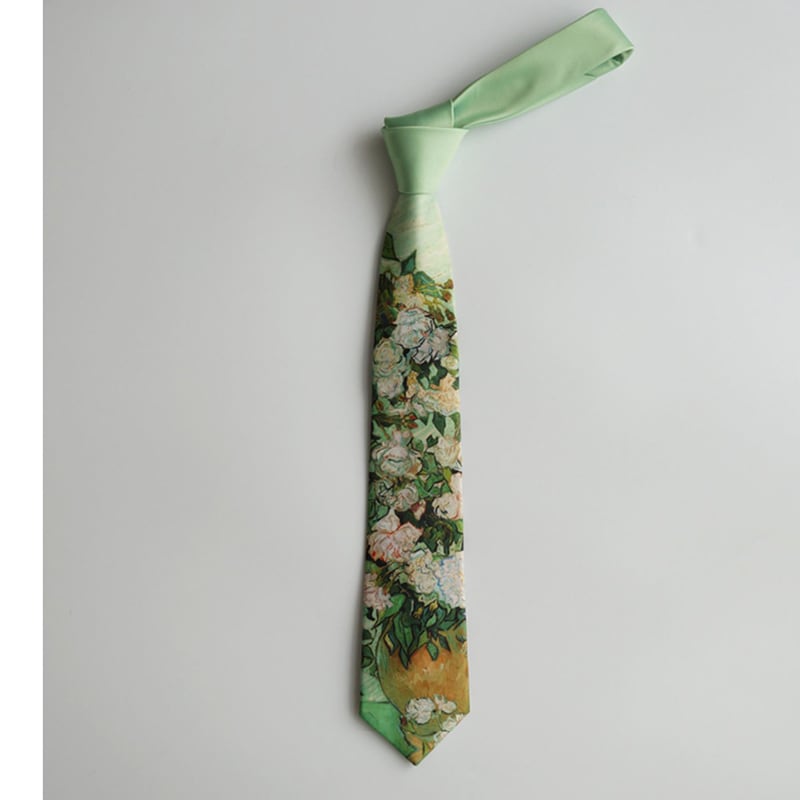 [Daiki Series]★Tie★ Accessory Decoration Oil Painting Style Men's Birthday Present Green Green Cute