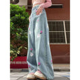 Load image into Gallery viewer, [LIJIANG Series]★Denim pants★Bottoms Trousers Gaucho pants Embroidery Rabbit Rabbit Floral pattern Blue Blue
