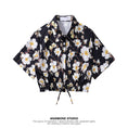 Load image into Gallery viewer, [ANAMONE STUDIO Series] ★Floral Print Shirt★ Tops Short Sleeve Shirt SML Short Length Women's Black
