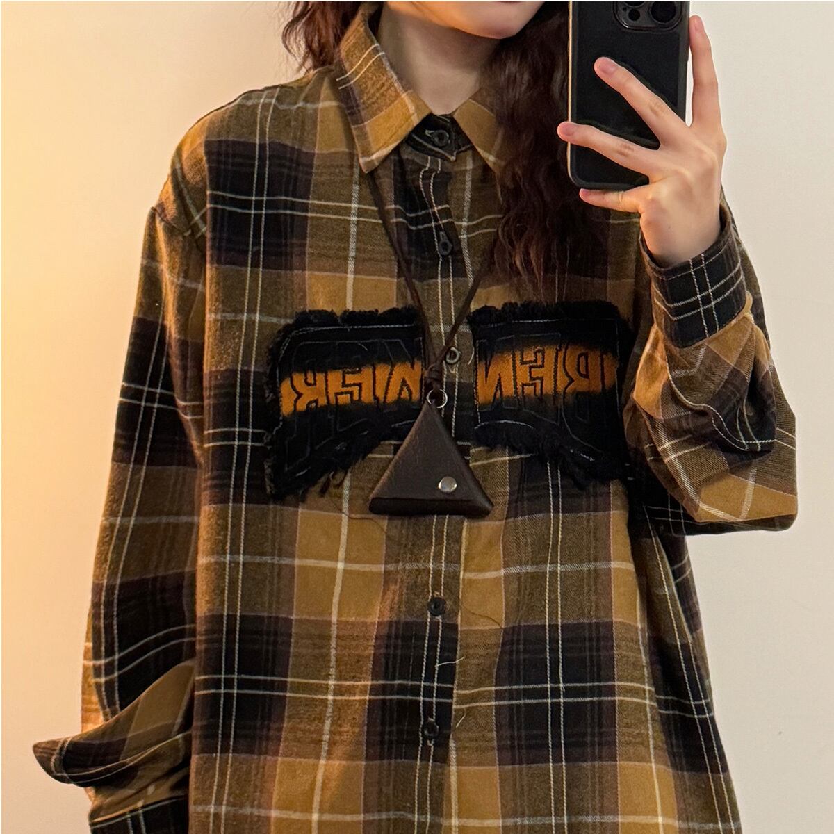 ✿New item! [UATONLINE Series]★Shirt★ 2color Long Sleeve Shirt Tops Unisex Men's Plaid Pattern Red Yellow