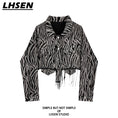 Load image into Gallery viewer, [LHSEN Series] ★Outer★ Jacket Mini Length Women's Fashion Striped Pattern Stripe
