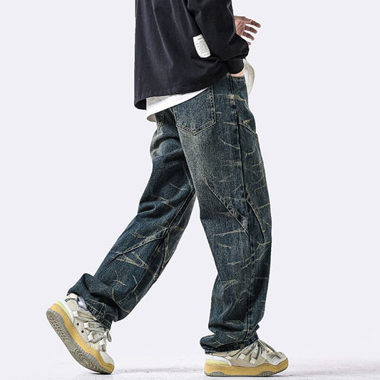 [DUFENG Series]★Denim Pants★ 2color Pants Bottoms Unisex Men's Black Blue Stylish