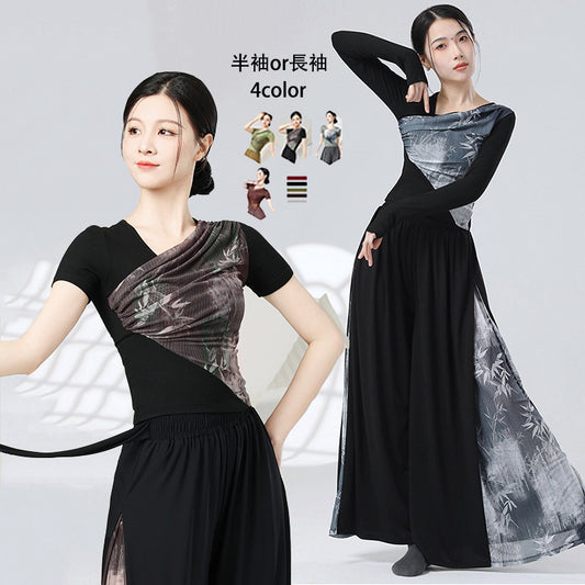 [KEFEN series] ★Chinese style tops★ 4 colors T-shirts, short and long sleeves, Chinese clothing, bamboo, cute, slim, black, gray, green