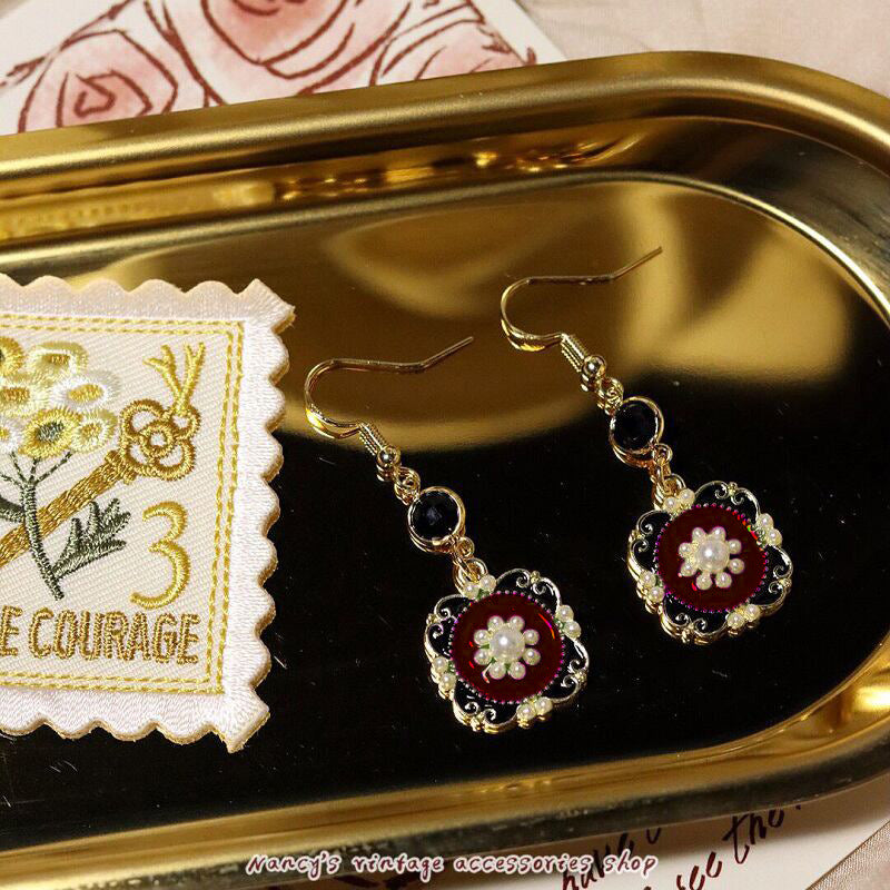 [Minami Kojie Series] ★Earrings★ 2color Pair Earrings or Earrings Flower Red Red Green Green Accessories