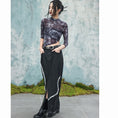 Load image into Gallery viewer, ✿New item! [Big Blue Dragon Series]★China style skirt★Bottoms denim skirt switching black black
