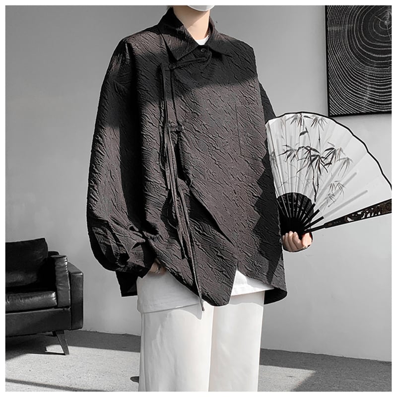 [ZHUIYI Series]★China Style Shirt★ 3color Tops Long Sleeve Shirt Unisex Men's Large Size White Black Brown