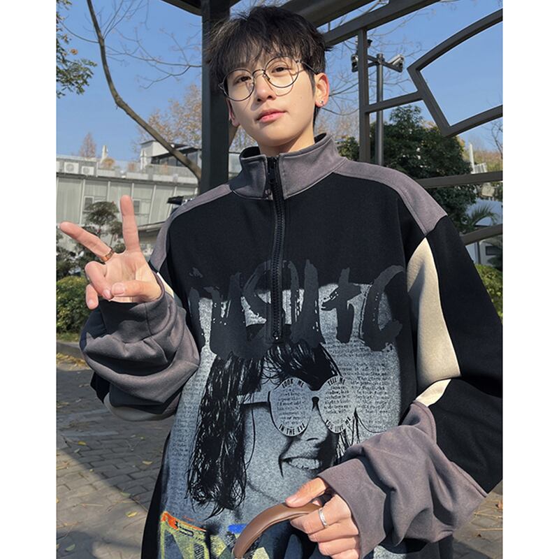 [NANSHI Series] ★Tops★ 2color Sweatshirt Unisex Men's Stylish Black Gray