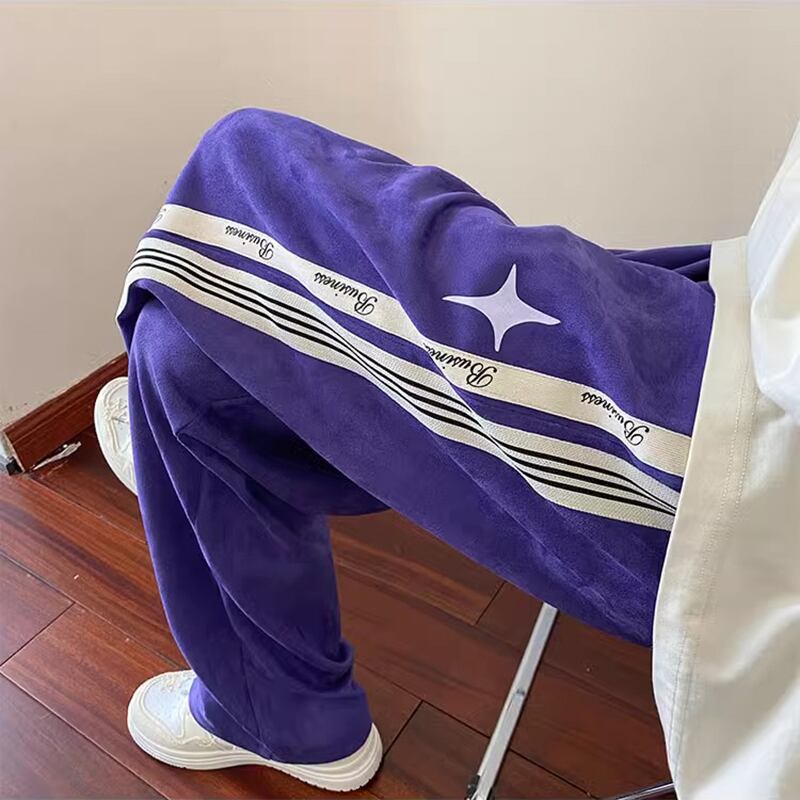 [WRZB Series] ★Casual Pants★ 3color Suede Bottoms Trousers Unisex Men's Large Size Vertical Stripes Striped Pattern