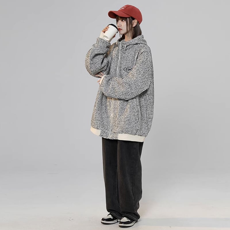 [Fujiman Series] ★Outer★ 2color Parka Outer Unisex Men's Hooded Large Size White Black