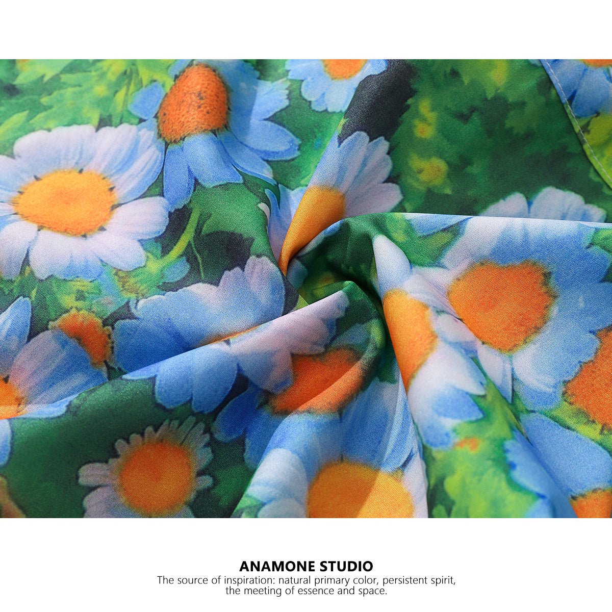 [ANAMONE STUDIO Series] ★Floral Shirt★ Tops Short Sleeve Shirt SML Short Length Print Oil Painting Style Green