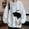 Load image into Gallery viewer, [WUSHE Series] ★Tops★ 4color long sleeve tops sweatshirt unisex men's large size cat cat cat black white gray blue
