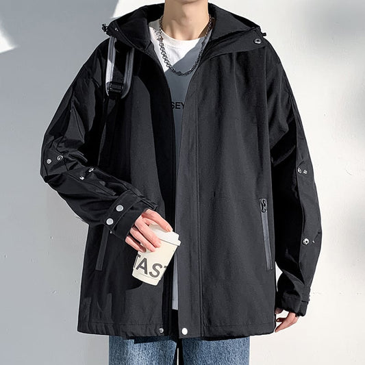 ✿New item! [BIGEMAN Series]★Jacket★ 2color outerwear with hood, unisex, men's, large size, simple, spring/autumn type