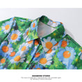 Load image into Gallery viewer, [ANAMONE STUDIO Series] ★Floral Shirt★ Tops Short Sleeve Shirt SML Short Length Print Oil Painting Style Green
