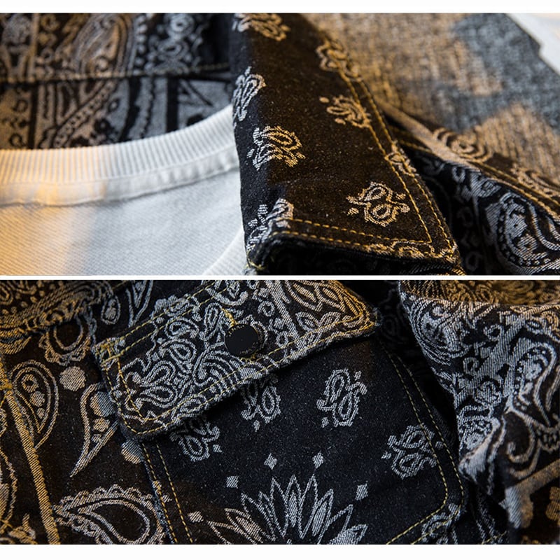 [HPCP Series] ★Jacket★ 2color outerwear unisex men's ethnic style black blue paisley pattern