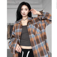 Load image into Gallery viewer, [CHAOMEICHEN Series] ★Outer★ 2color Shirt Outer Hood Plaid Pattern Unisex Men's Brown Blue
