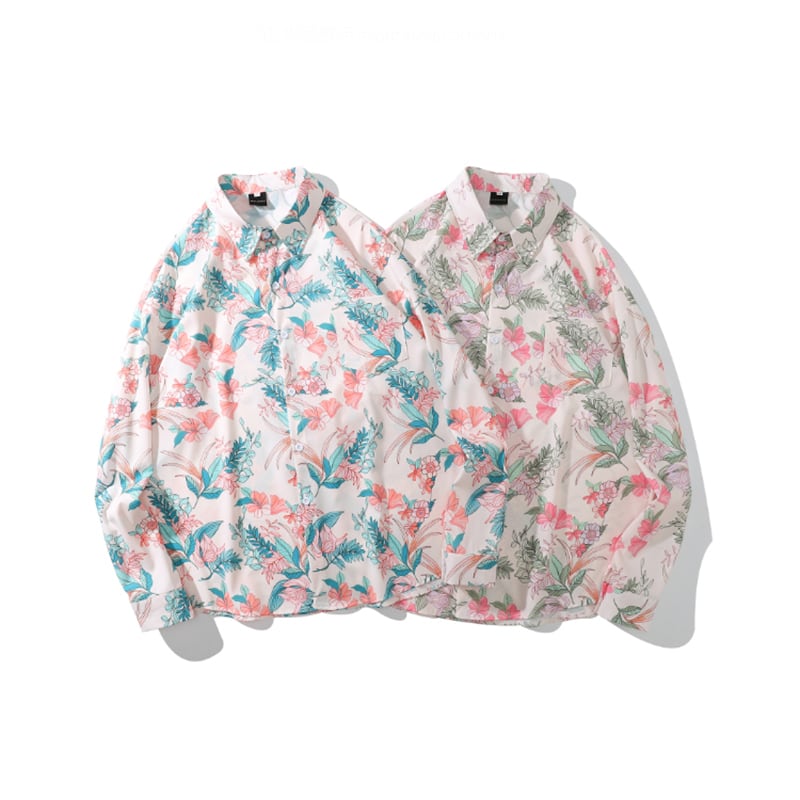 [BCBGH Series]★Shirt★ 2color Tops, Long Sleeve Shirt, Floral Shirt, Unisex, Men's, Casual, Cute