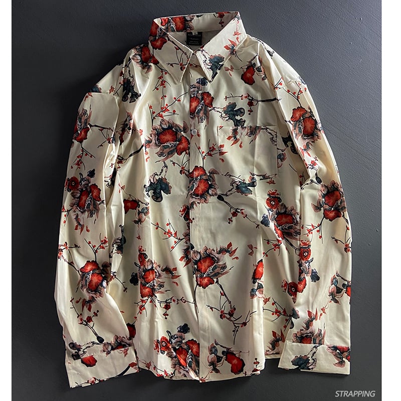 [MOISHE TIDE Series]★China style shirt★ Tops, long sleeve shirt, unisex, men's, plum blossom, retro