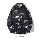 [BCBGH Series]★China style shirt★ 2color tops long sleeve shirt unisex men's ink pattern white black