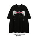 [XPKAEAX Series] ★T-shirt★ Tops Short Sleeve Wings Unisex Men's Women's Fashion Black White