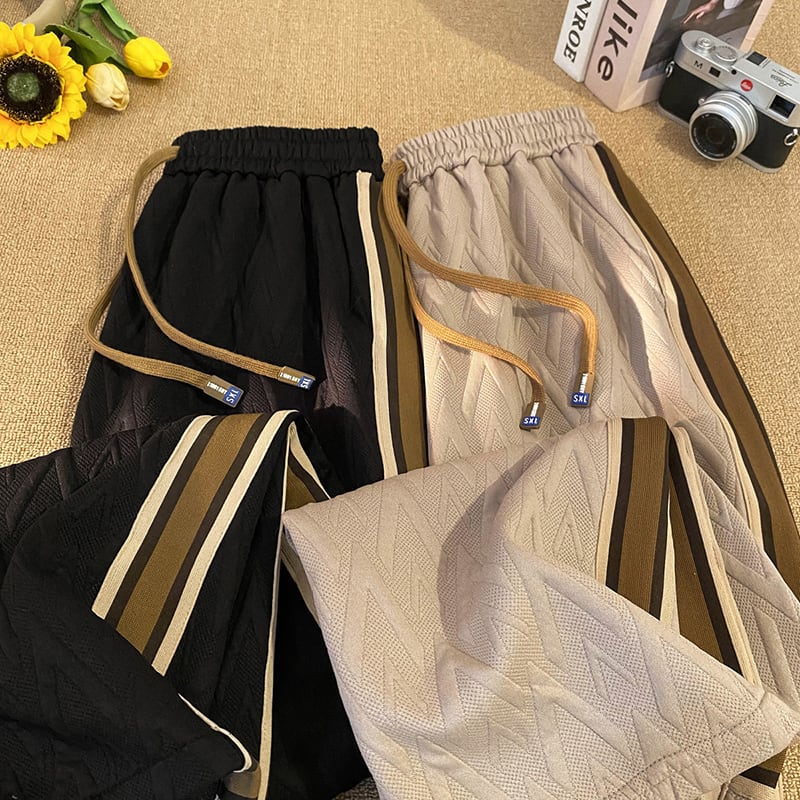 [CHAOMEICHEN Series] ★Casual Pants★ 3color Bottoms Trousers Unisex Men's Large Size Color Scheme Vertical Stripes Elastic Waist