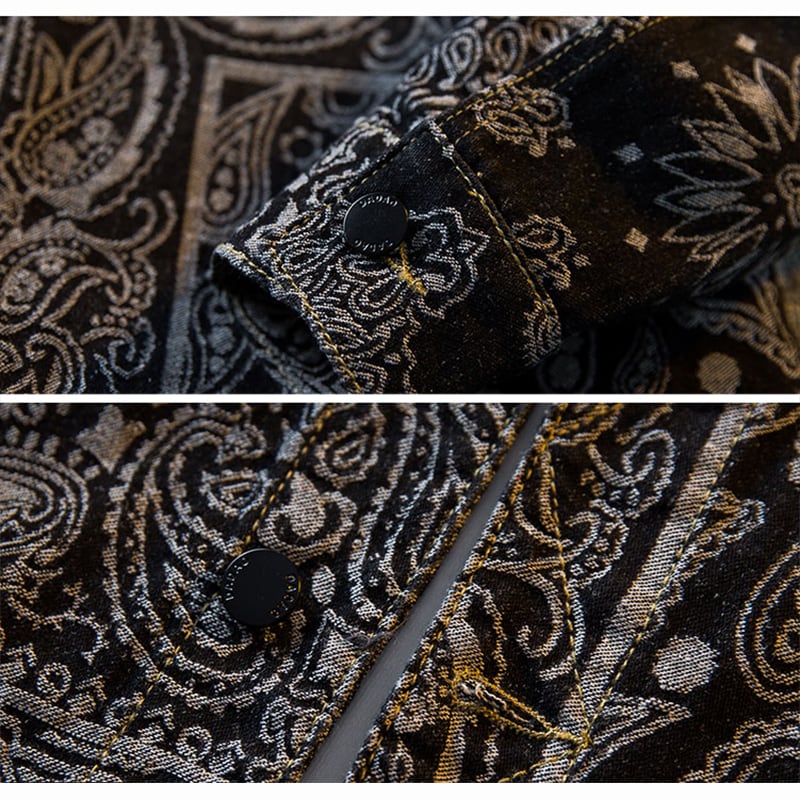 [HPCP Series] ★Jacket★ 2color outerwear unisex men's ethnic style black blue paisley pattern