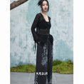 Load image into Gallery viewer, ✿New item! [Big Blue Dragon Series]★China style pants★Bottoms Gaucho pants Black Black print
