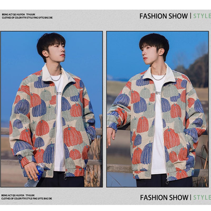 [NANSHI Series]★Jacket★ 3color Outer Print Unisex Men's Pumpkin Pumpkin Pattern Aya