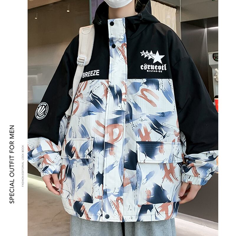 [PAIWEISEN Series] ★Jacket★ 2color outerwear unisex men's color scheme graffiti fashion casual