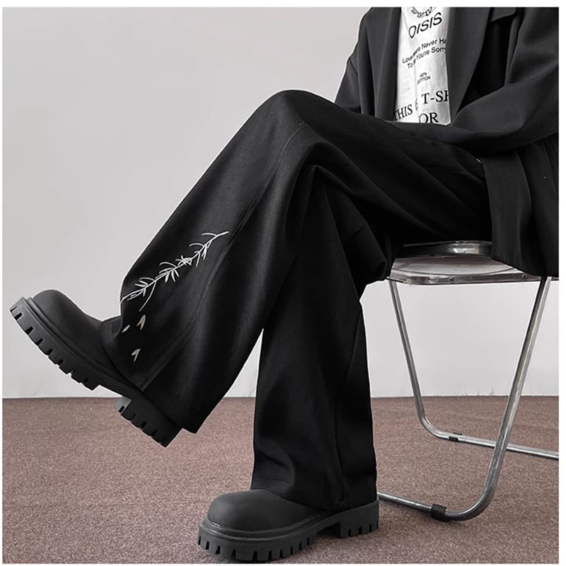 [PPG Series]★China Style Pants★ 2color Casual Pants Gaucho Pants Bottoms Unisex Men's Large Size Black White