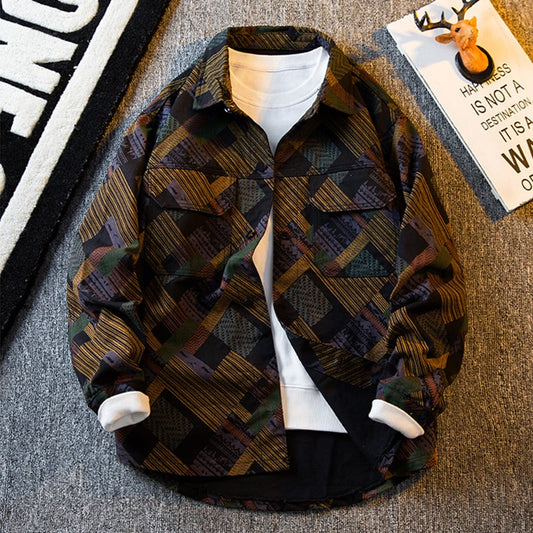 [HPCP Series] ★Jacket★ Outerwear Unisex Men's Plaid Color Print Easy to match