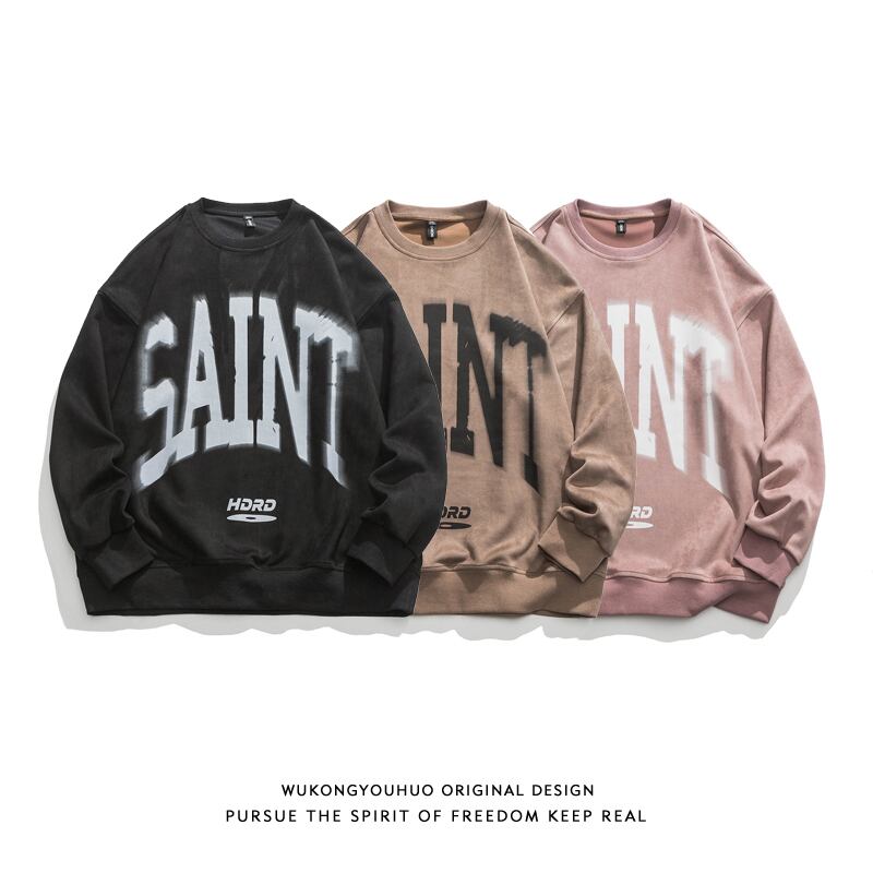 [Satoru Series]★Tops★ 3color Sweatshirt Unisex Men's Alphabet Black Brown Pink