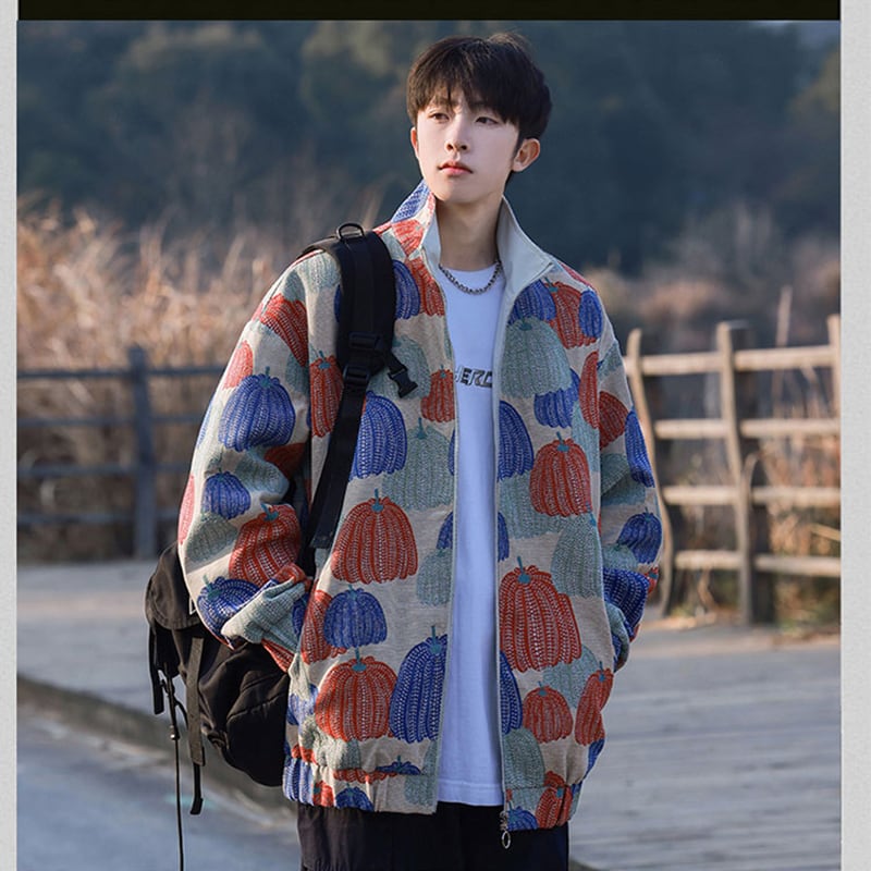 [NANSHI Series]★Jacket★ 3color Outer Print Unisex Men's Pumpkin Pumpkin Pattern Aya